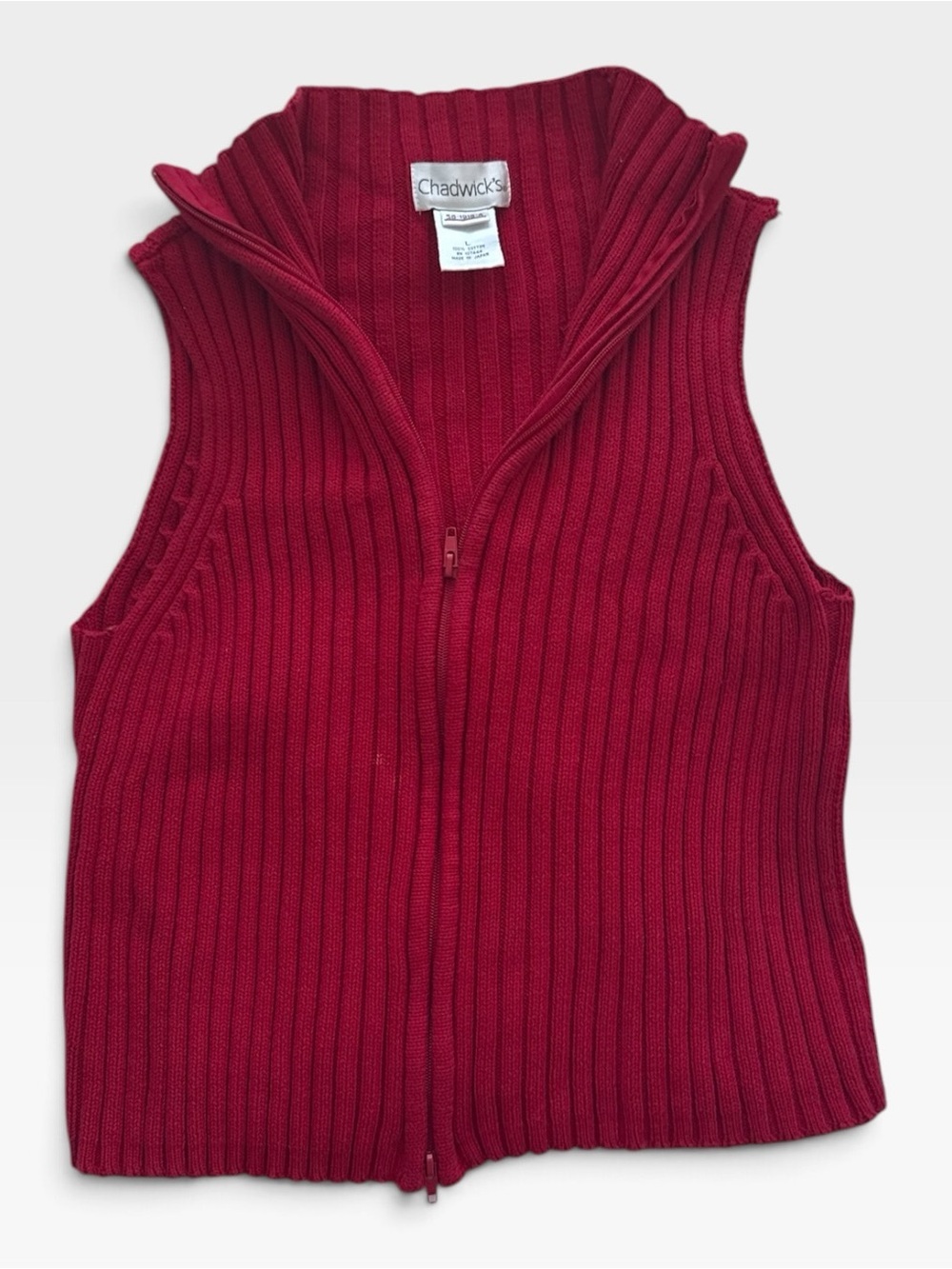 Chadwicks Ribbed Zip-Up Sweater Vest